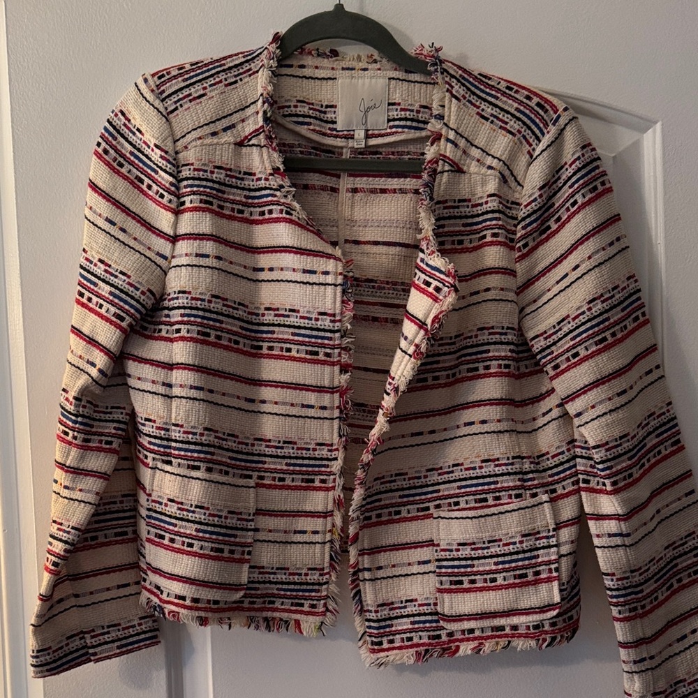 Joie Red and Blue Striped Blazer